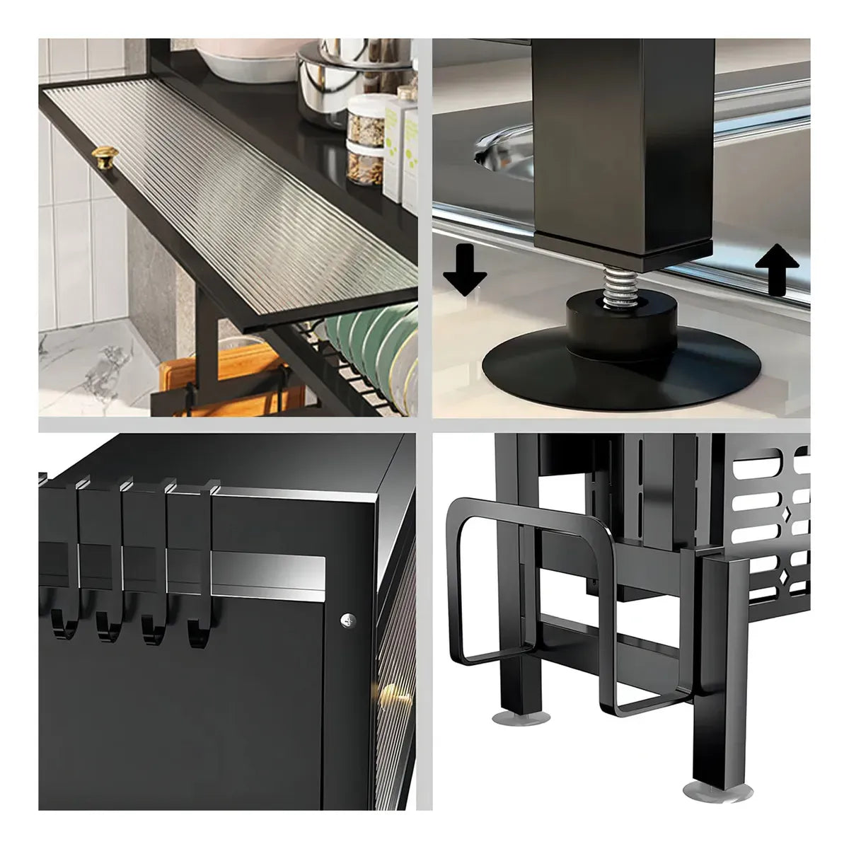 Escurridor de Platos Suspendido Premium 80 cm – Organizador de Cocina Negro   + E-book Exclusivo “50 Recetas Caseras Fáciles” (¡GRATIS!)