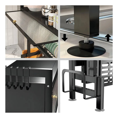 Escurridor de Platos Suspendido Premium 80 cm – Organizador de Cocina Negro   + E-book Exclusivo “50 Recetas Caseras Fáciles” (¡GRATIS!)